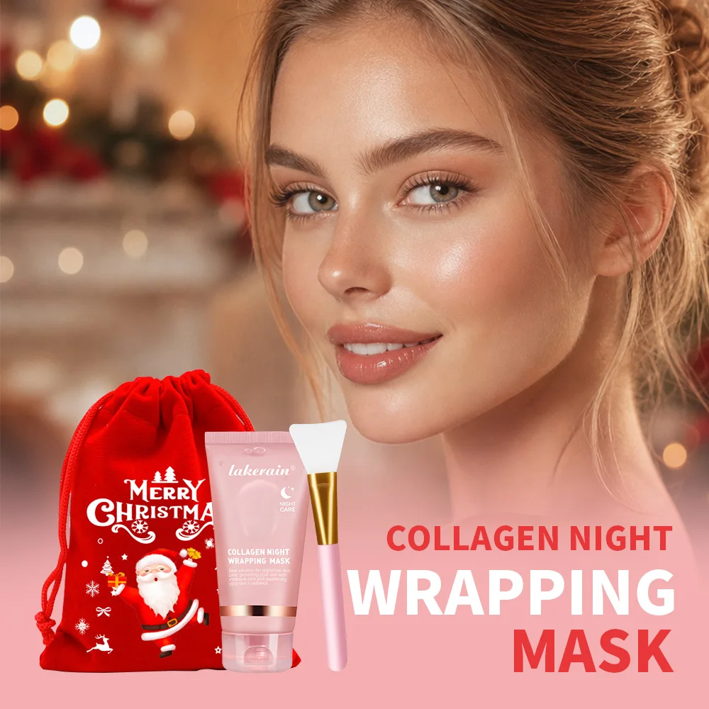 2pcs Collagen Wrapping Mask with Brush Set Korean Skincare Mask, Moisturizing Brightening Rejuvenation, Christmas Gift