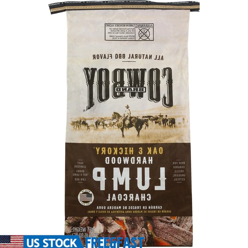 

15 фунтов дуб гикори, уголь, гриль из твердой древесины, уголь для барбекю, натуральное дерево, без добавок, быстрое освещение, курильщики для приготовления пищи на открытом воздухе