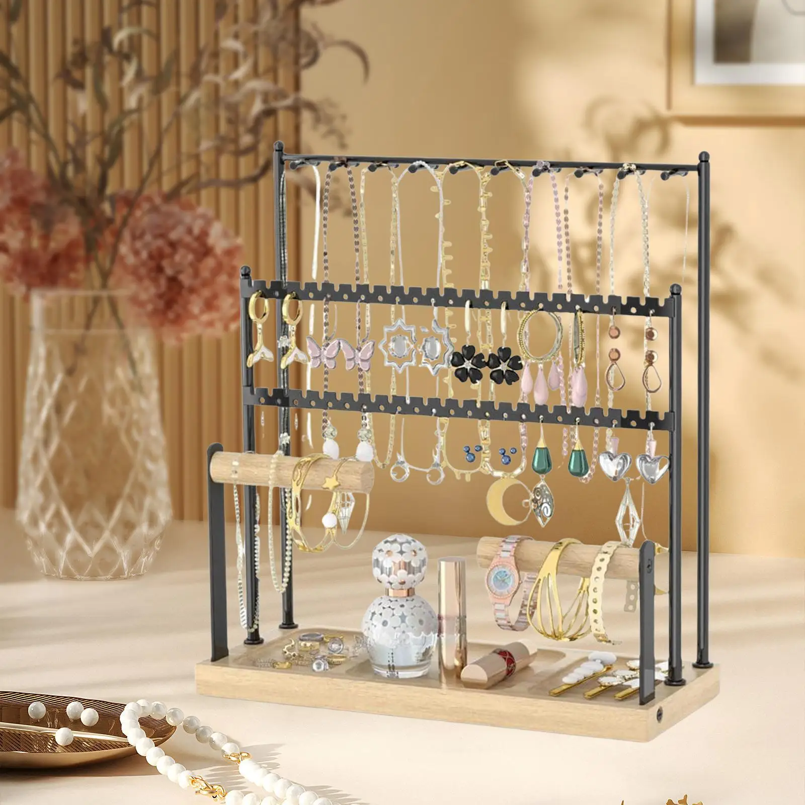 

Jewelry Display Stand Elegant Earrings Display Rack with Multi-Tier Design Perfect for Necklaces Bracelets Rings Showcase