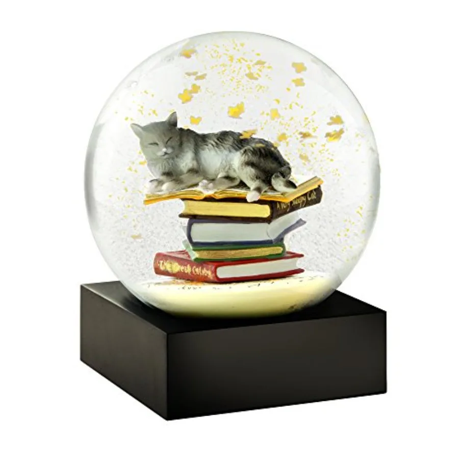 

Cat on Books Cool Snow Globe