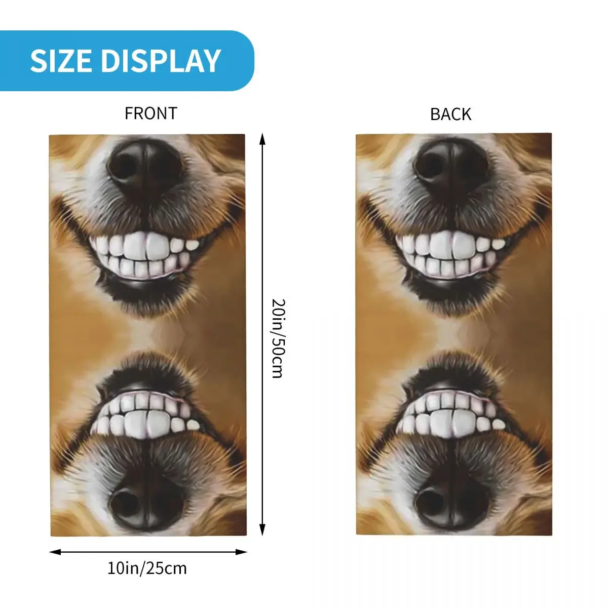 Funny Smiling Dog Face Bandana Neck Cover Printed Face Scarf Warm Cycling Scarf Outdoor Sports For Men Women Adult Washable