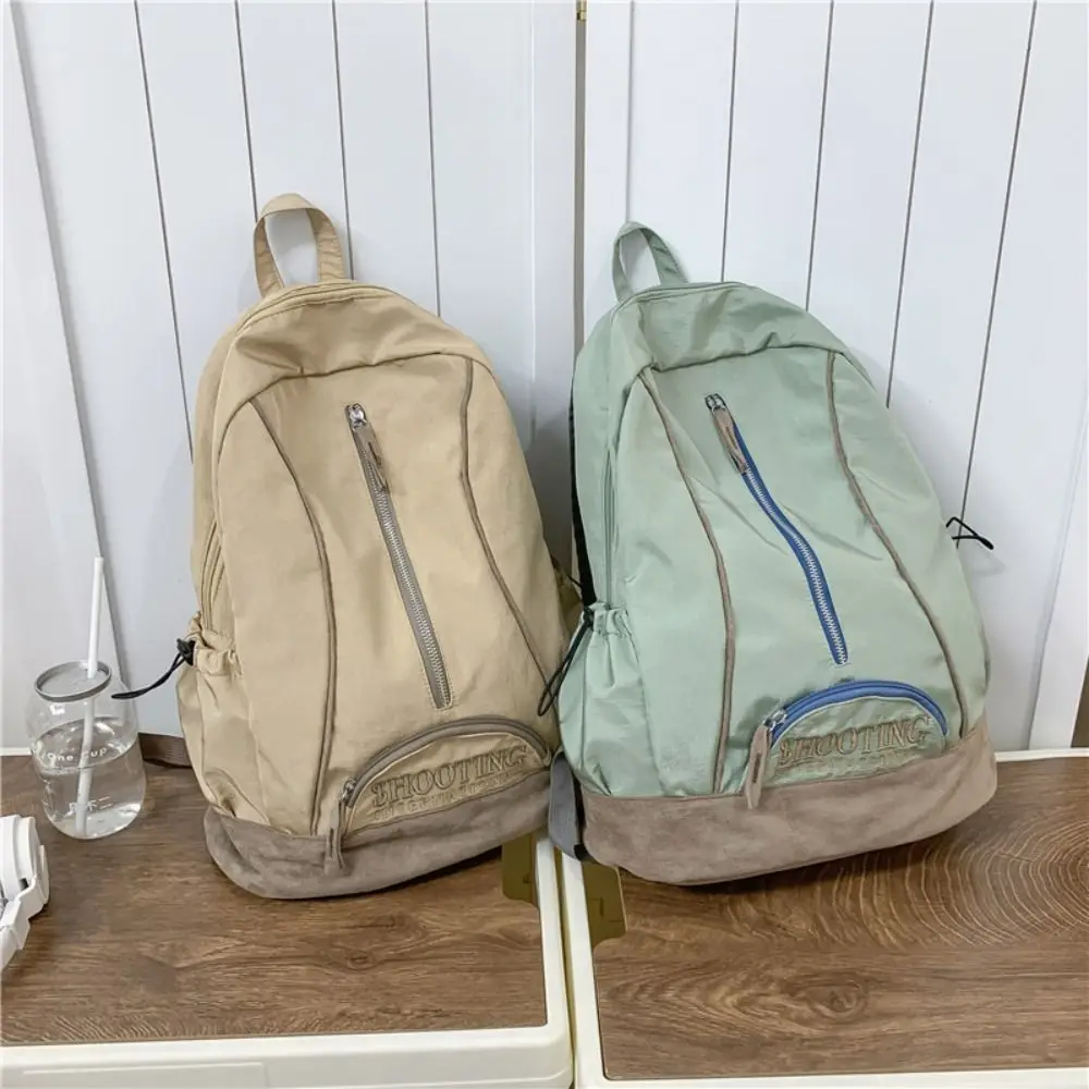 Embroidery Trendy Ins Backpack Multi-pocket High Capacity Casual Schoolbags Polyester Korean Style School Bags Travel Daily