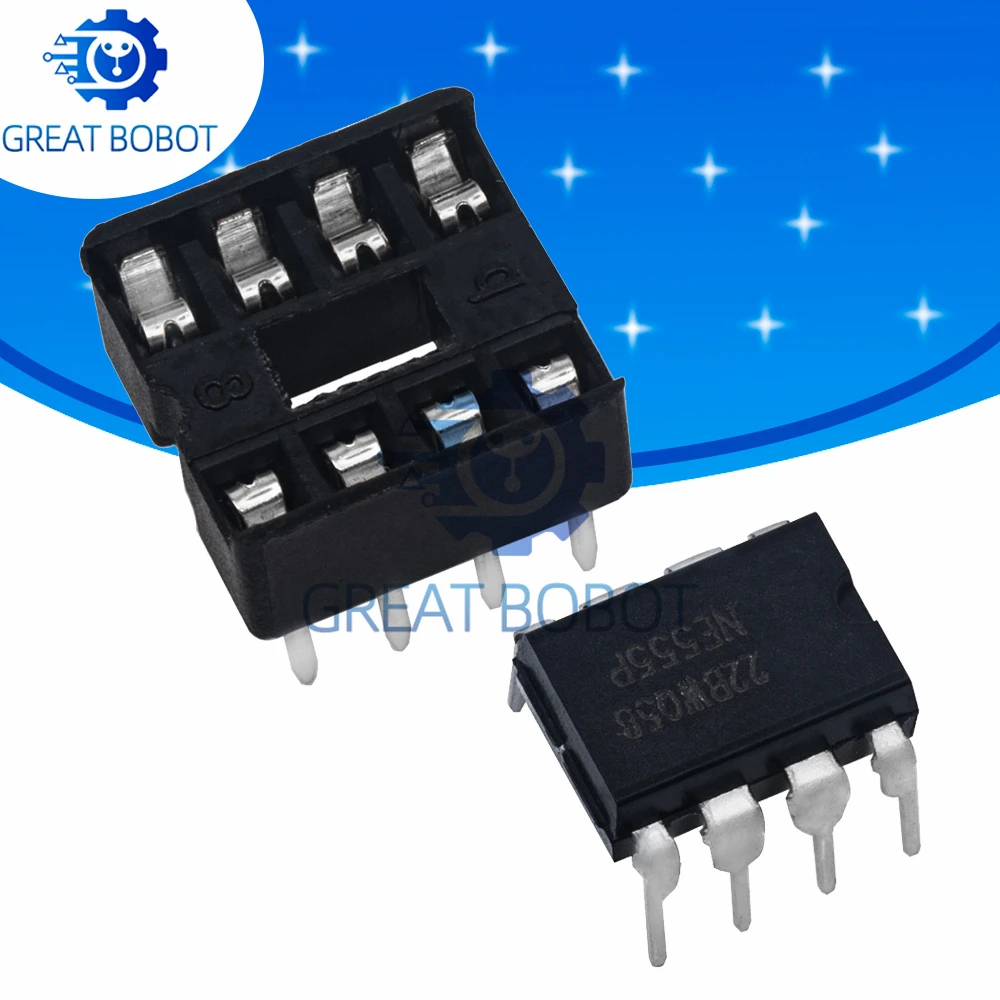 BS NE555/NE555P Timer Oscillator Chip (10 Pairs) - 8-Pin DIP Sockets for Programming Projects