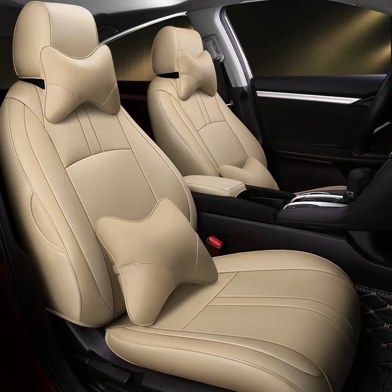 

2 Seats Custom Car Seat Cover For Honda Select Civic 2016-2018,2019-2023 - Leatheretter Driver's Cab /Passenger Compartment Red