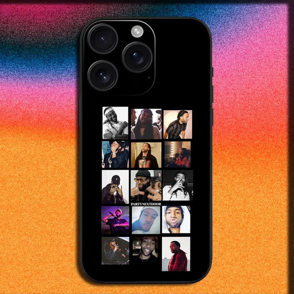 حافظة هاتف Rapper P-Partynextdoor لهاتف iPhone 16,15,14,13,12,11,Pro,XS,Max,XR,Plus,E,Mini غطاء أسود ناعم
