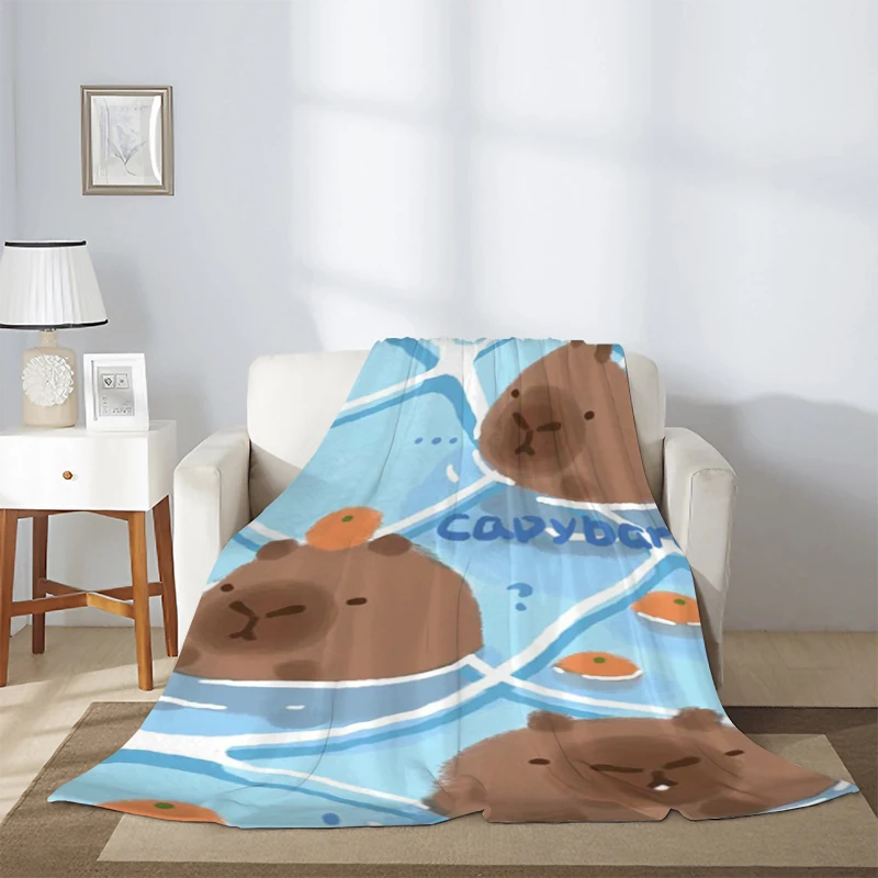 

Lovely Blanket for Sofa Cartoon Capybara Blankets Cute Animal Microfiber Bedding Knee Winter Warm Fleece Fluffy Soft Nap Custom