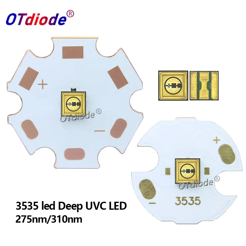 

1PCS 265nm 275nm 310nm UVC LED Lamp beads 0.1W 5-7V SMD With 16/20mm Copper PCB Deep UV light Sterilization