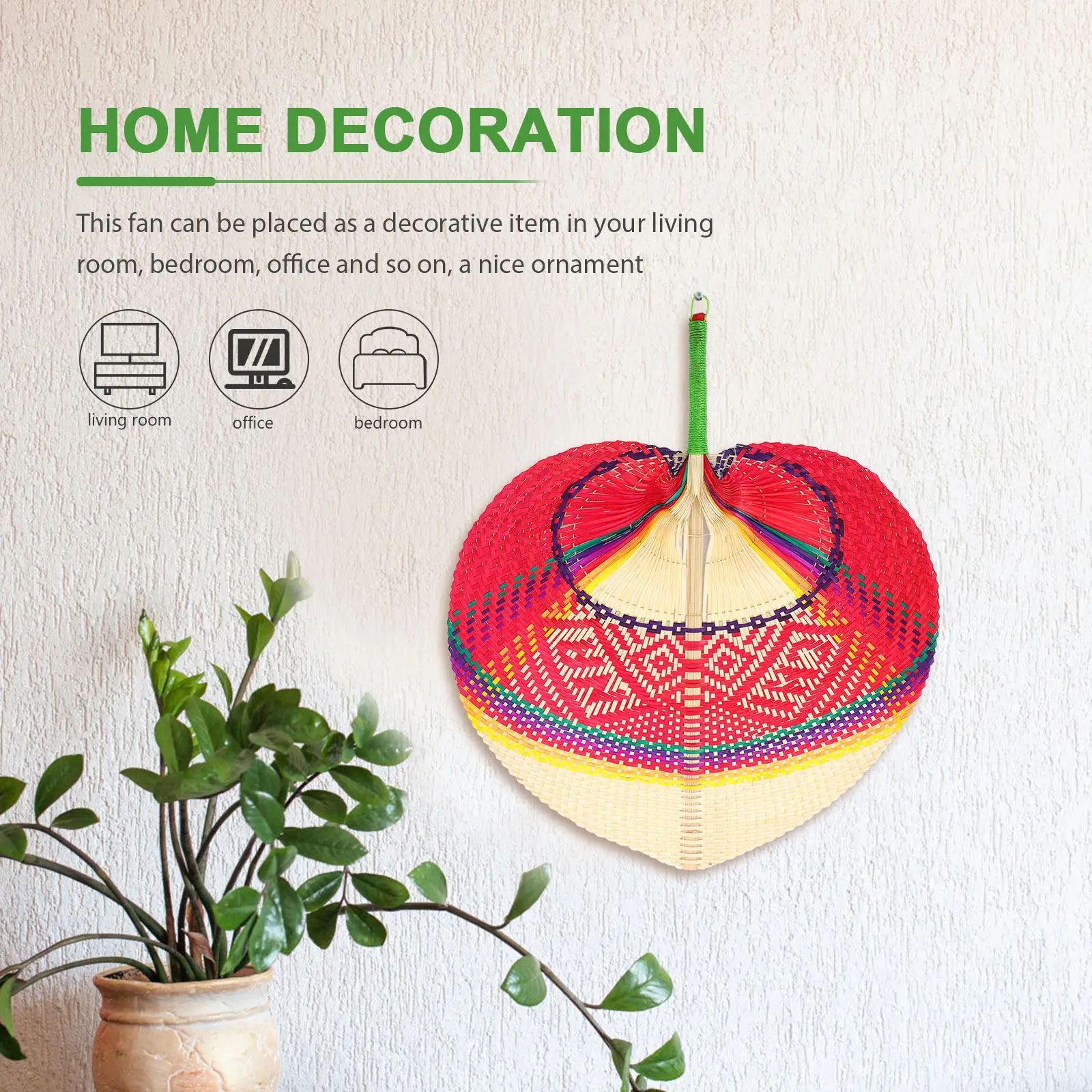 Bamboo Peach Shape Handwoven Fan Summer Cooling Hand Fan Outdoor Portable Decorative Dance Performance Accessory