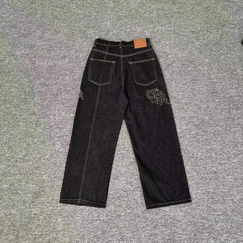 

New Mertra Embroidered Denim Trousers Trendy Casual Versatile Retro Straight-Leg Flared Pants for Men