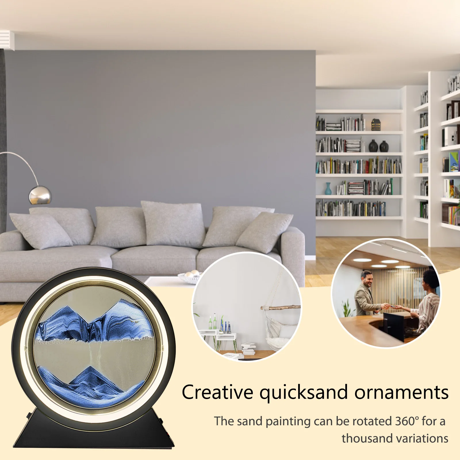 

Hourglass Light 3-color Dimming USB Moving Sand Painting Light Crafts Tabletop Ornament Christmas Gift for Home Office