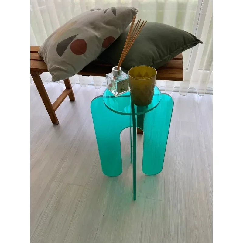 Modern acrylic movable side table, stylish sofa chair significant other, functional furniture