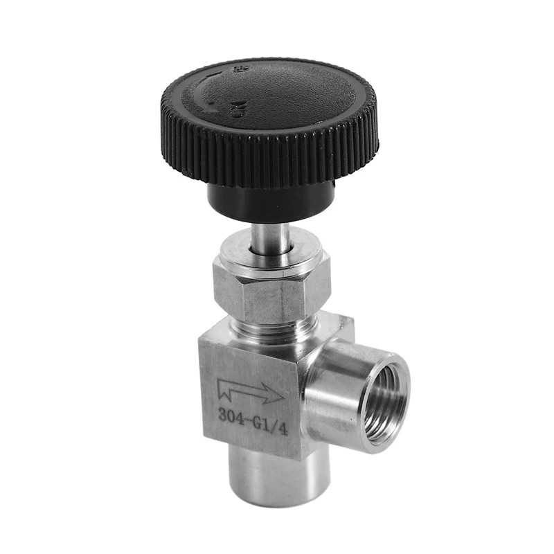 Vanne réglable à filetage femelle à angle droit, vanne pour eau, gaz et huile, BSP, SS304, 1/4 po, chaud
