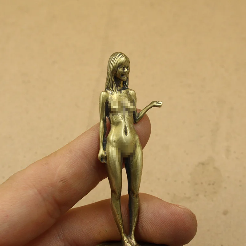 Brass Beauty Decorative Figurines Keychain Pendant Nude Woman Pendant Handmade Model Metal Figurine Accessoires Miniatures