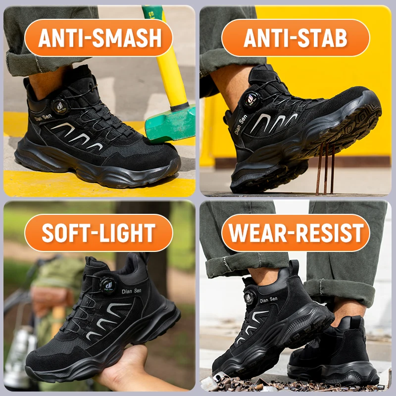 Ultralight Men Work Boots Safety Steel Toe Comfortable Shoes Kevlar Insoles  Industrial Outside Anti Puncture Working Boots