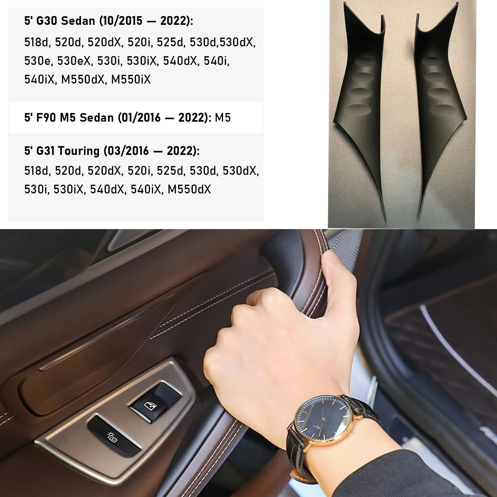5 Series Snap On Car Door Handle Inner Cover For BMW G30 F90 M5 530i M Sport 540i Protective