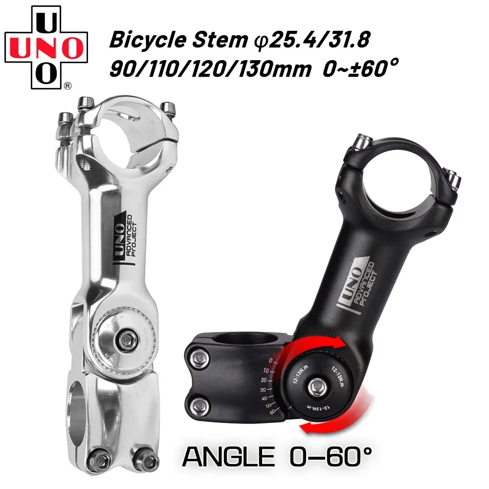 UNO Bicycle Adjustable Stem 25.4/31.8mm Bicycl Handlebar Riser MTB Power Aluminum Stem Off Road Mountain Bike Accessori Parts