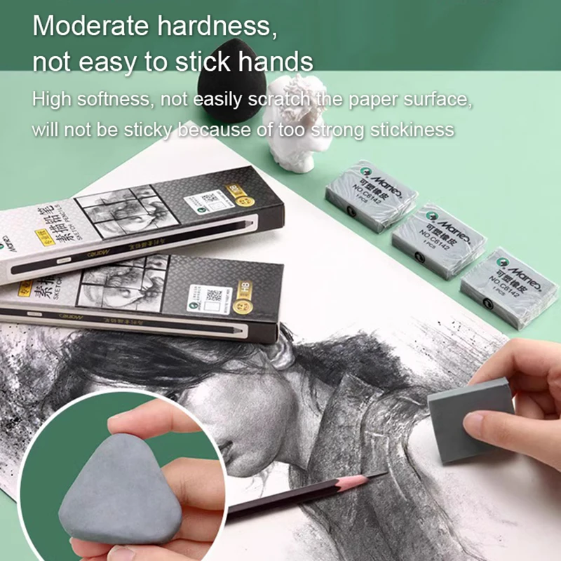 1/3 قطعة ممحاة مطاطية ناعمة من اللدونة مسح تسليط الضوء على دلك للفن رسم رسم البلاستيسين ممحاة قلم رصاص القرطاسية #5