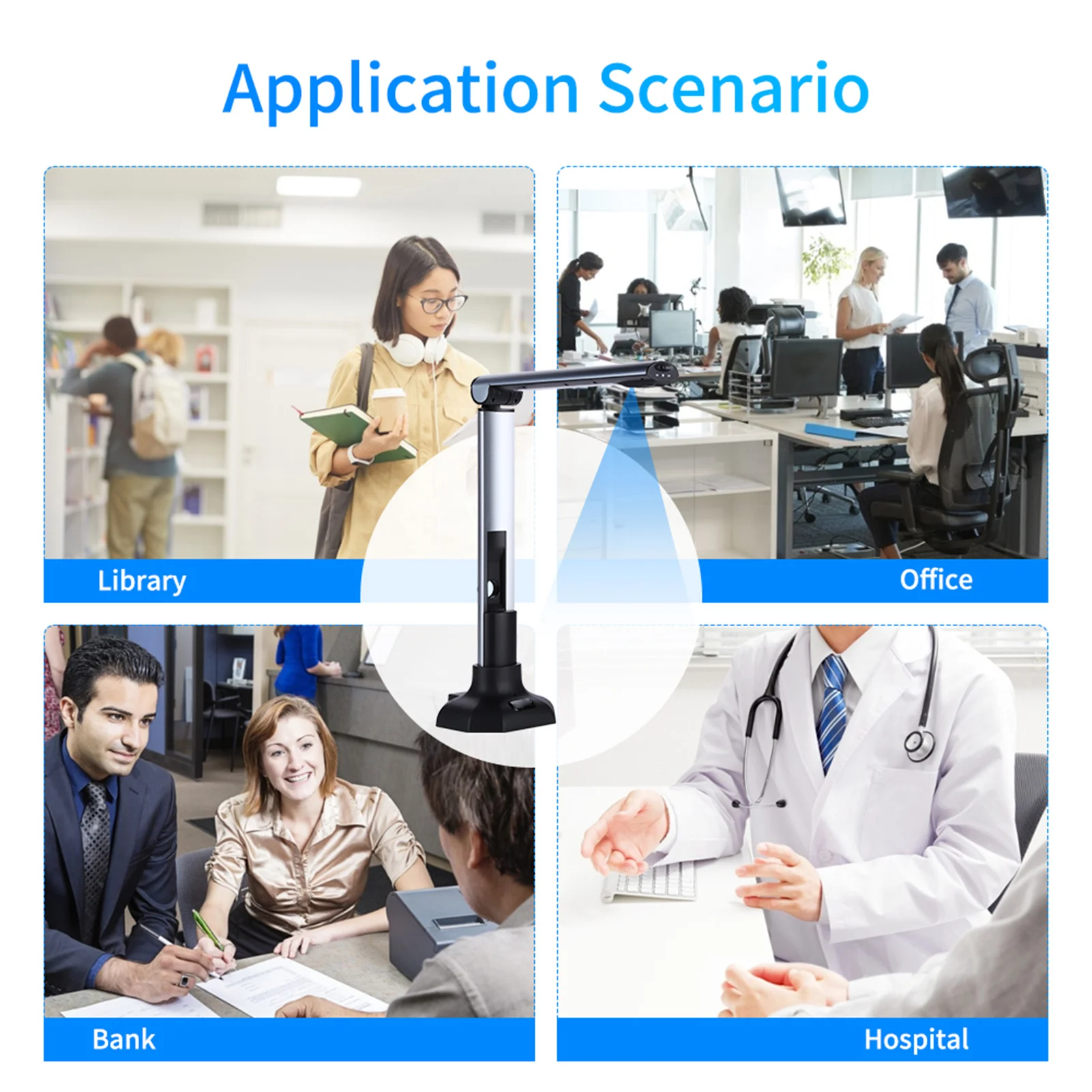 10MP HD 접이식 휴대용 문서 스캐너, 영수증, 신분증, 책, 잡지 등 고화질 문서 카메라