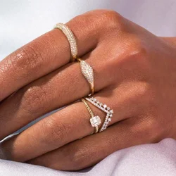 Trendy Stacking Dainty INS Rings For Women Gold Color Matching Metal Brass Rings For Ladies Fashion Jewelry Accessories R731