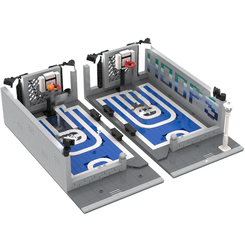 1114 pz MOC Città Cerchi Mezza Corte di Basket Modello modulare Blocchi di costruzione Architettura FAI DA TE idea regalo Di Natale Giocattolo di mattoni Per Bambini