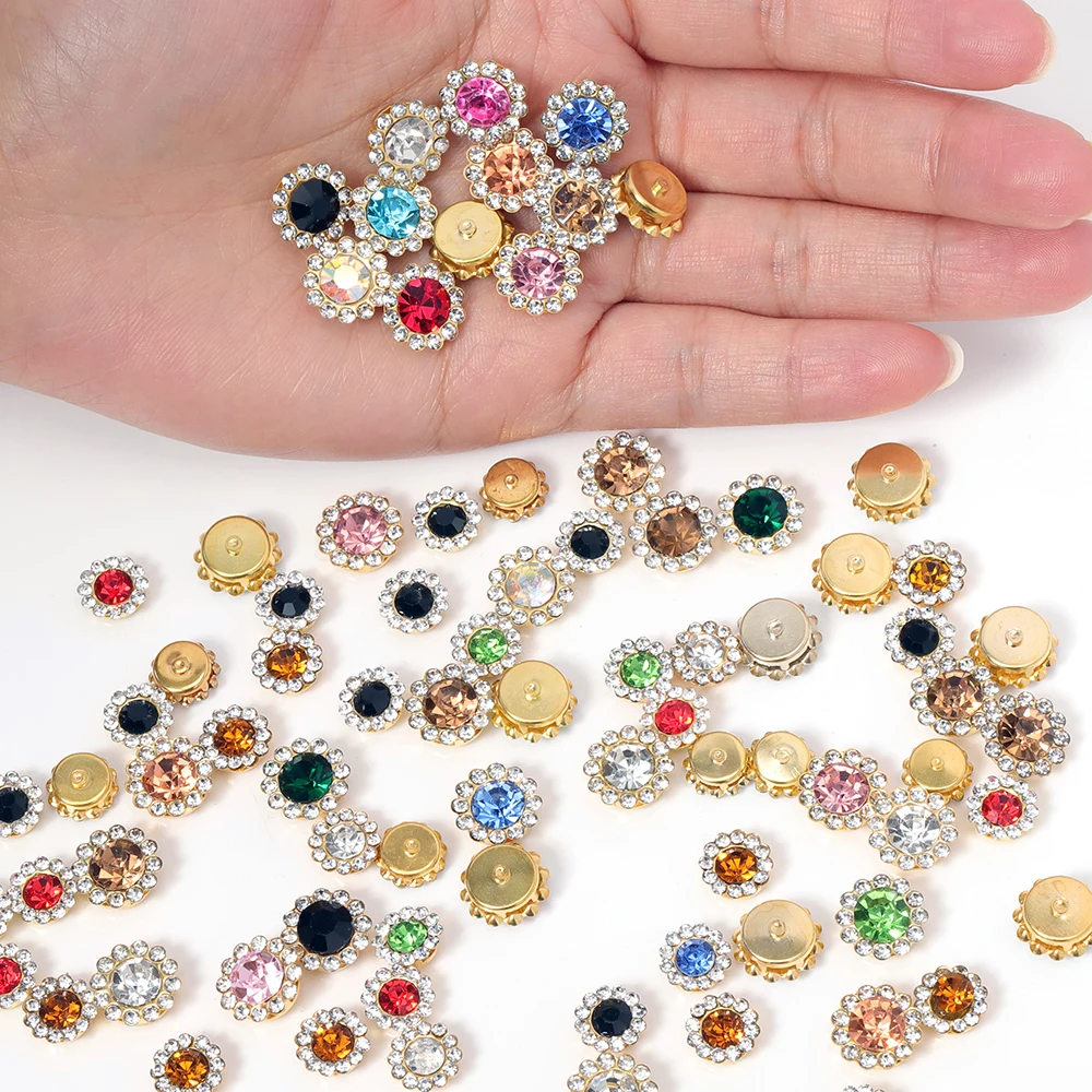 Pérola Rhinestone Costura Beads, Base Garra, Cabochons para Bordados, Bow Embellishments, DIY Acessórios Decoração, Cor do Ouro, 50pcs