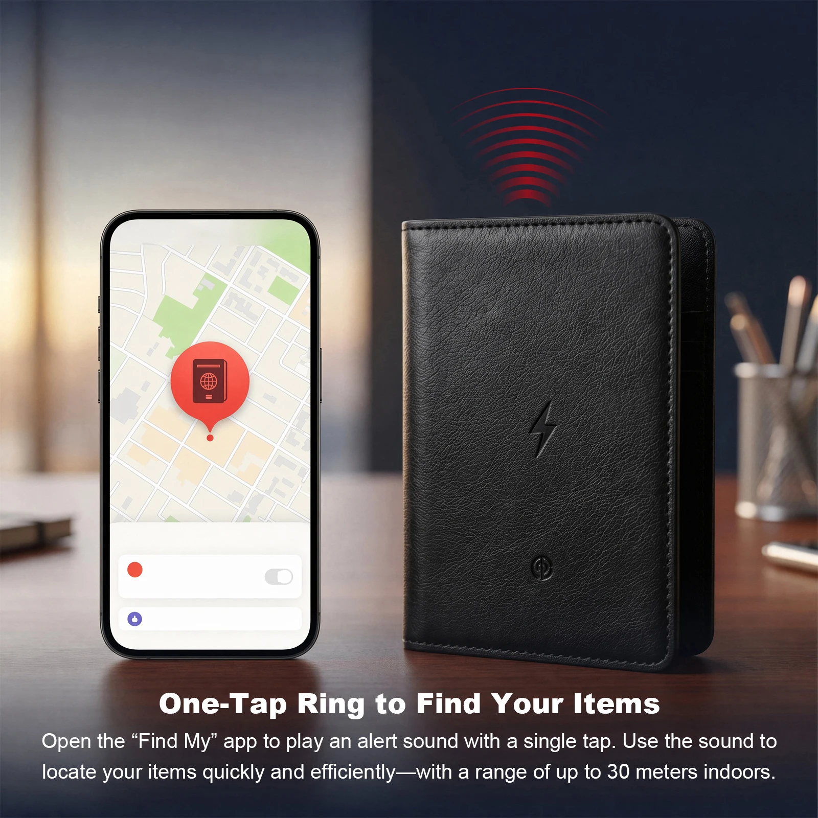 PU Leather Passport Wallet Smart Location Anti-Lost Tracker Multi-Card Slot Holder Travel Wireless Charging for IOS Use