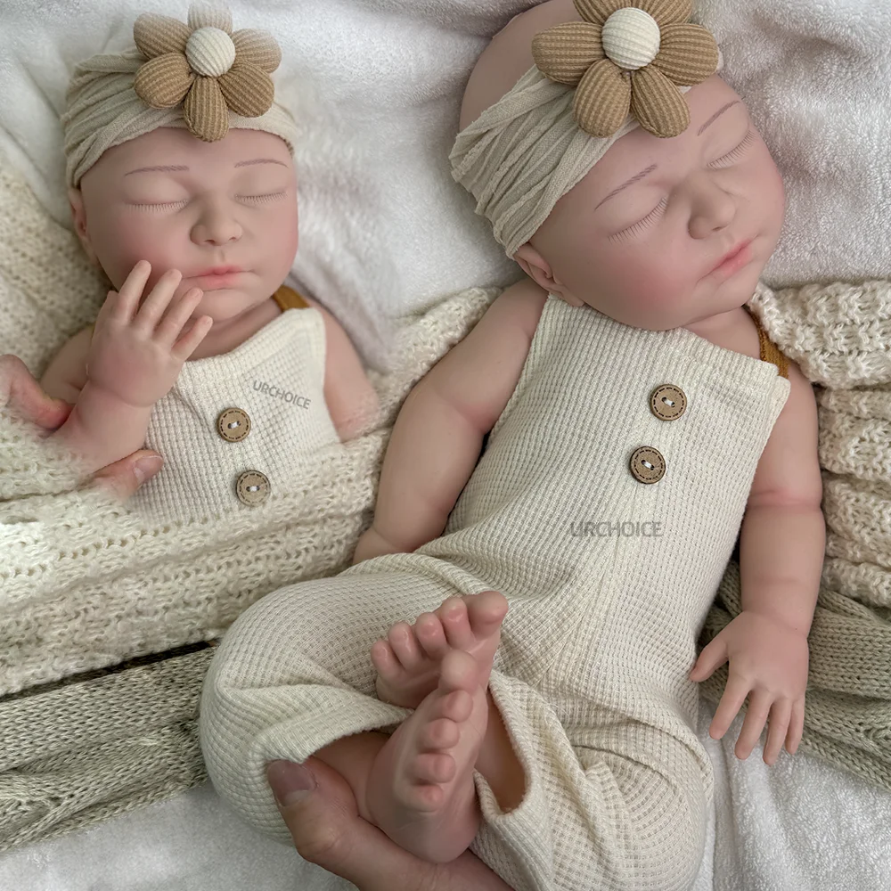 

Lifelike 22" Soft Silicone Reborn Baby Girl Handcrafted Painted Newborn Silicone Doll For Diy Art Collection Christmas Gifts