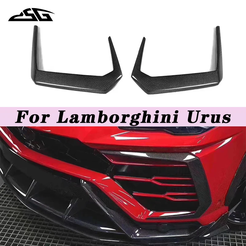 Carbon Fiber Front Bumper Foglamp Cover Side Fins Winglet Air Vent Canard Splitter Flaps Apron For Lamborghini Urus Body Kit