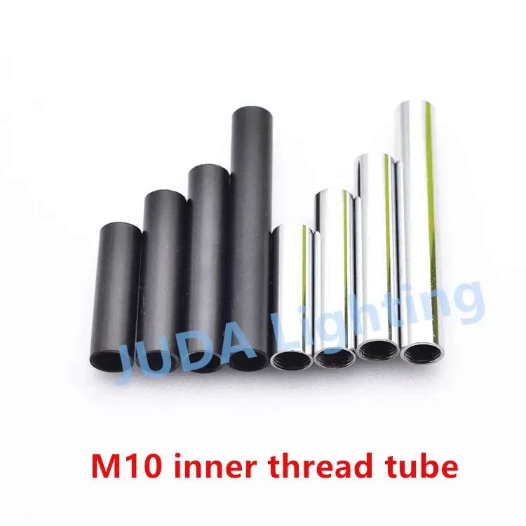 M10 Iron Thread Lamp, Metric Tooth Tube, Conexão Screw Tube, Black Chrome Color, Tubo de iluminação, Acessórios de iluminação, 10mm