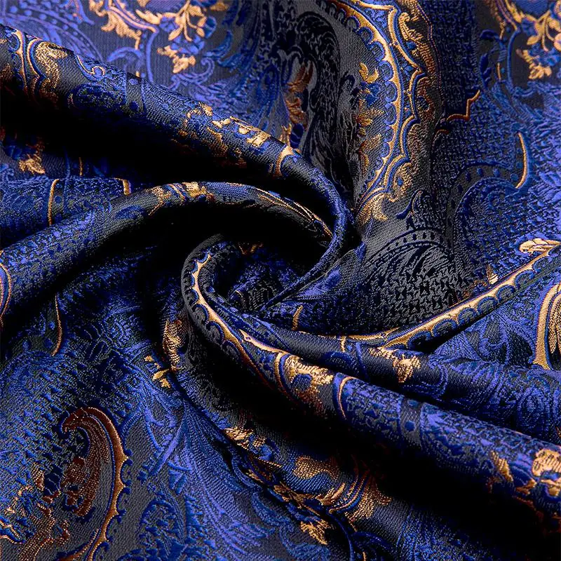 New Fashion Men Scarf Blue Gold Jacquard Paisley 100% Silk Scarf Autumn Winter Casual Business Suit Shirt Shawl Scarf Barry.Wang