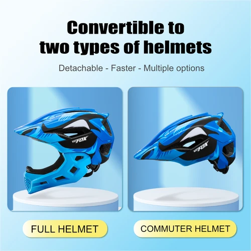 Imagen 2 del producto BATFOX-casco de bicicleta de cara completa para niños, casco de ciclismo desmontable, deportes juveniles, equipo de protección de seguridad, cascos de bicicleta MTB