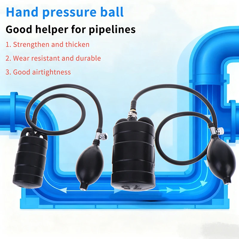 Pipe Natural Rubber Drain Air Bag Inflatable Bung Stop Plug Block Hand-operated Gasbag DN 100/75/50mm