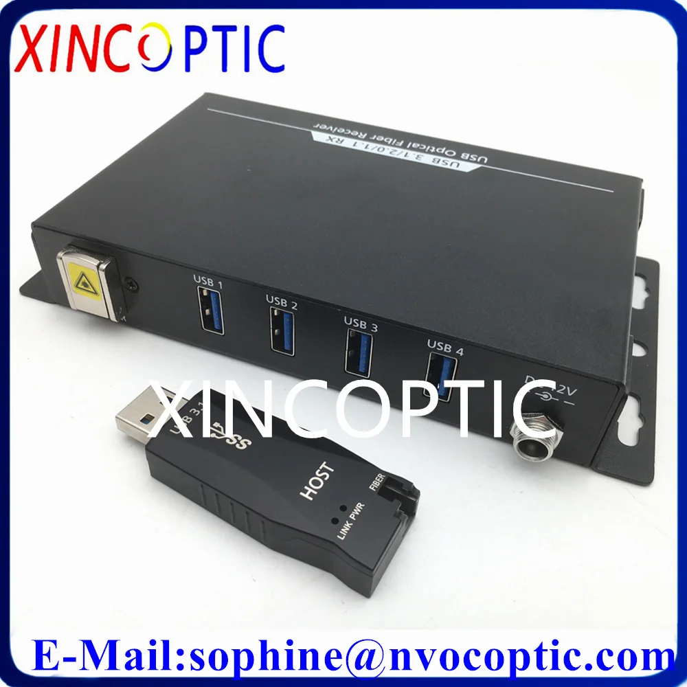 4Port USB 3.0/2.0/1.0 Fiber Optic Extender Up to 5Gbps Over Multi Mode 100M Single LC Connector Support One USB3.0 Host Side