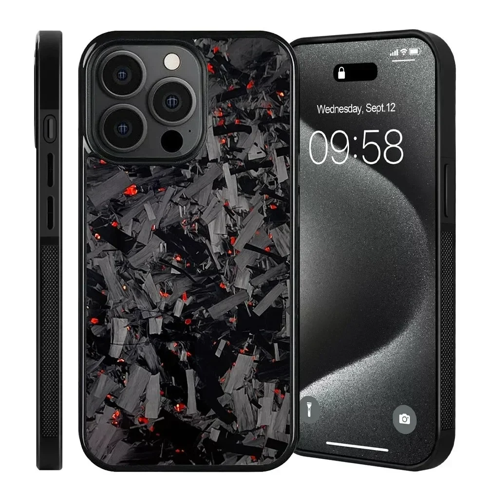 

New Real Forged Carbon Fiber100% Phone Case For IPhone 16 15 14 13 12 11 Pro Max Grippy Edges Design Glossy Film Hard PC Cover