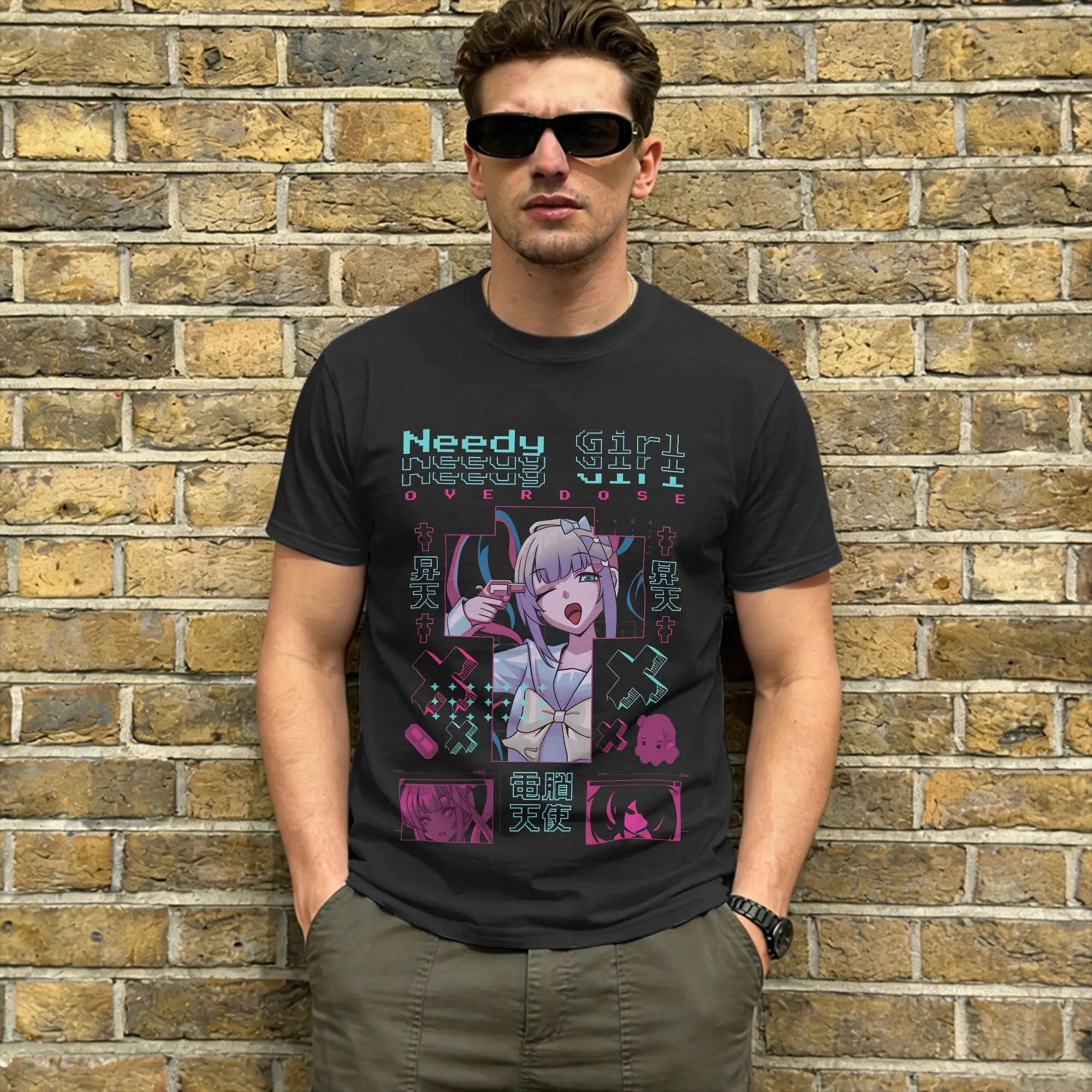 Oversized T-Shirt Summer Needy Streamer Overload T Shirts Game 100% Cotton T Shirt  Men Y2K Retro Pattern Short Sleeve Clothing