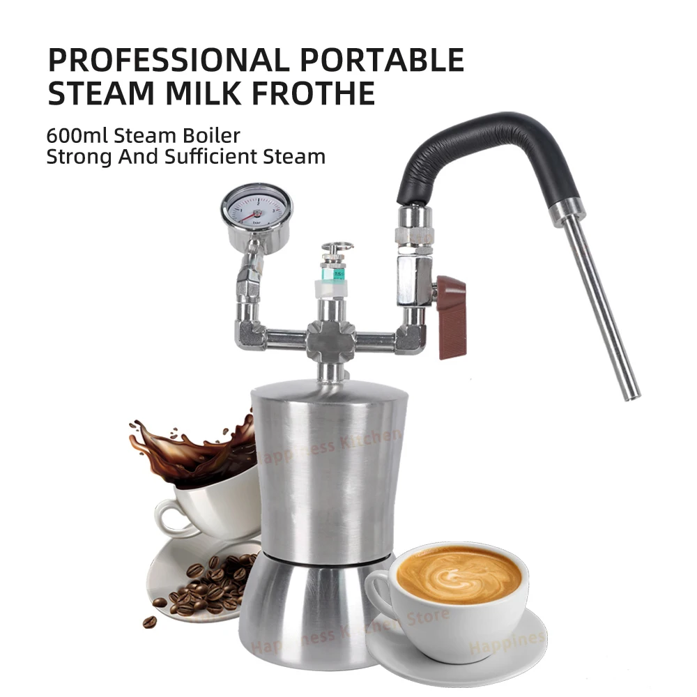 Portable Milk Steamer Frother Stainless Steel Coffee Milk Extractor Outdoors Coffee Equipment