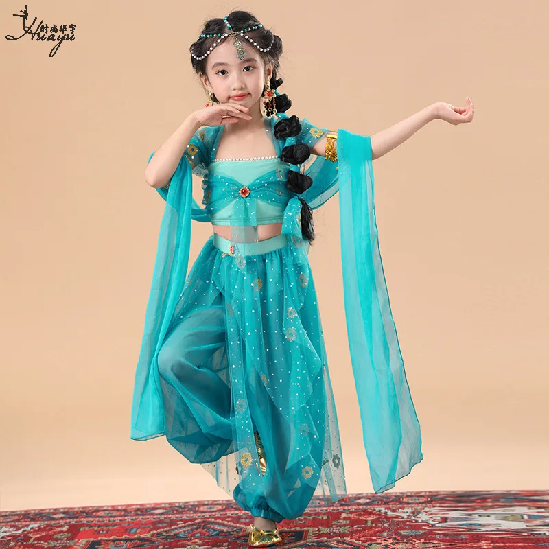 1 satz/los indischen tanz stil kinder mode bauchtanz kostüme mädchen volkstanz kleidung