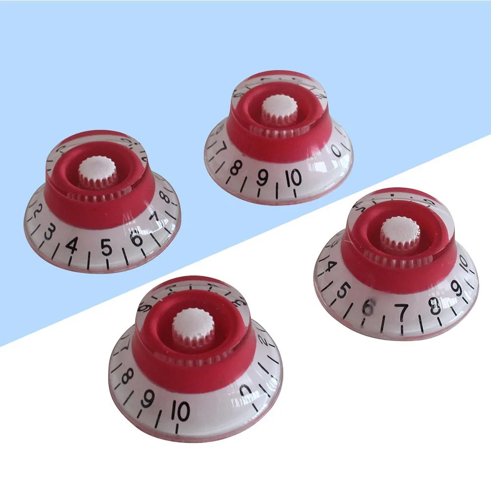 

4pcs Round Volume Tone Control Knobs Replacement Style Electric Guitar Parts Red Premium Plastic Easy Install For