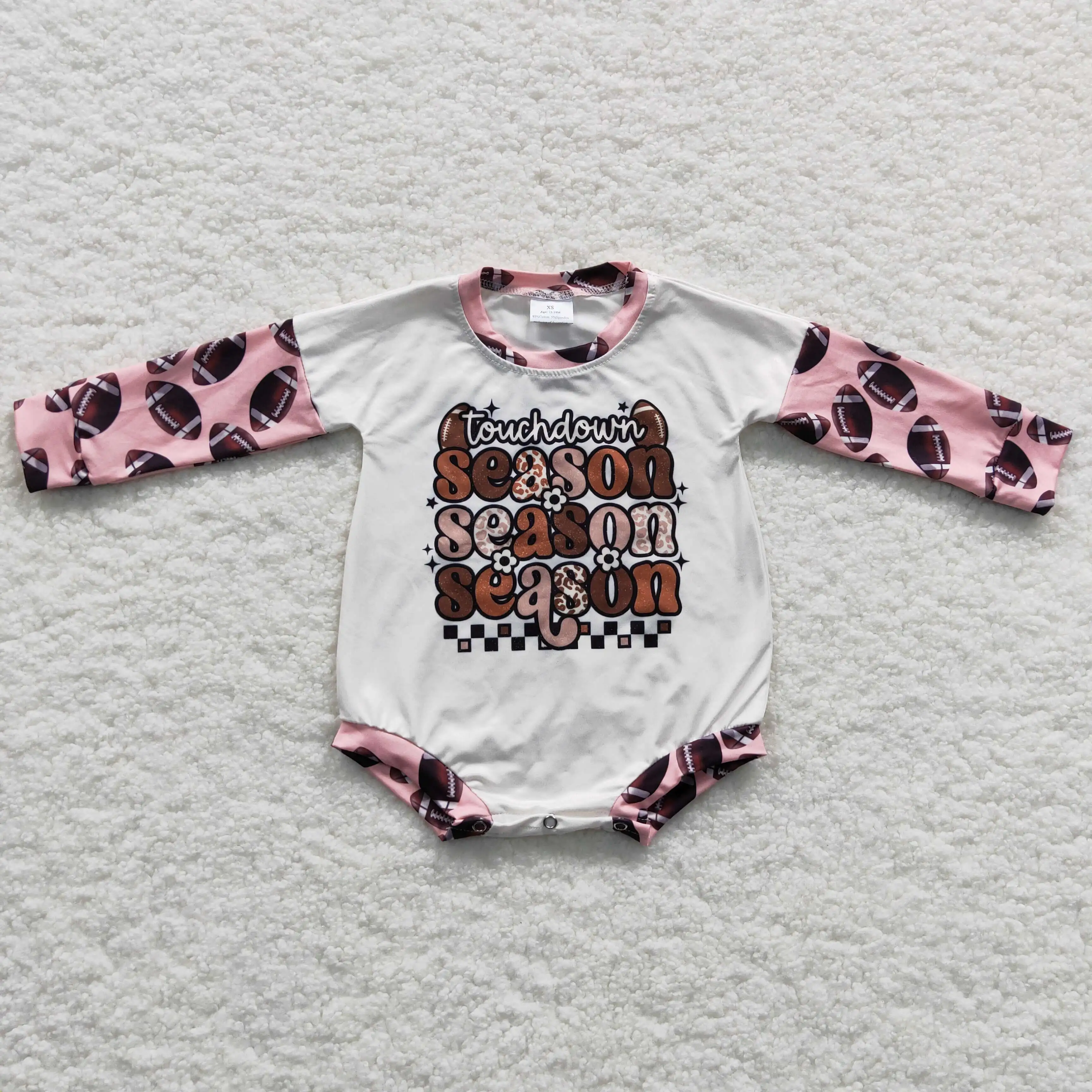 New Update RTS Baby Touchdown Season Clothing Toddler Girls Sleeved Bodysuits I​nfants Football Rompers