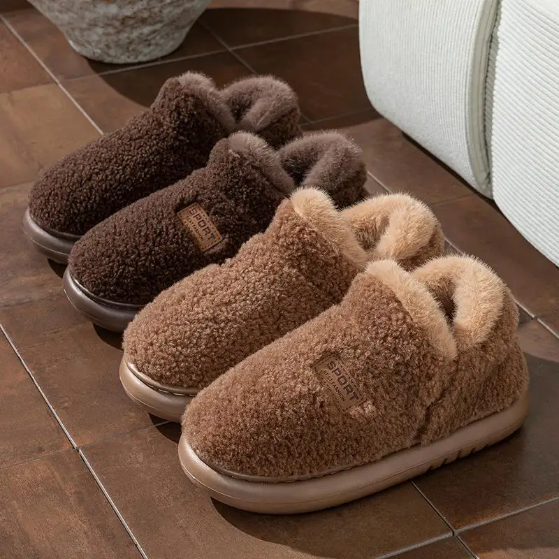 Komfortable Schneestiefel aus Lammwolle mit rutschfester, dicker Sohle für Damen, Winter 2026, Übergröße 45, warme, plüschige Stiefeletten, kurze, pelzige Stiefeletten für Damen – Detail 6