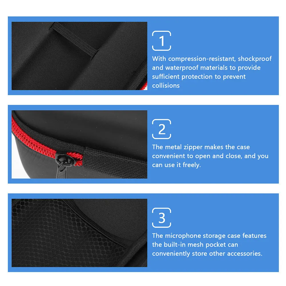 

Microphone Carrying Case PU Durable Lightweight Portable Protection Bag Storage Pouch Organizer for Wireless Mic