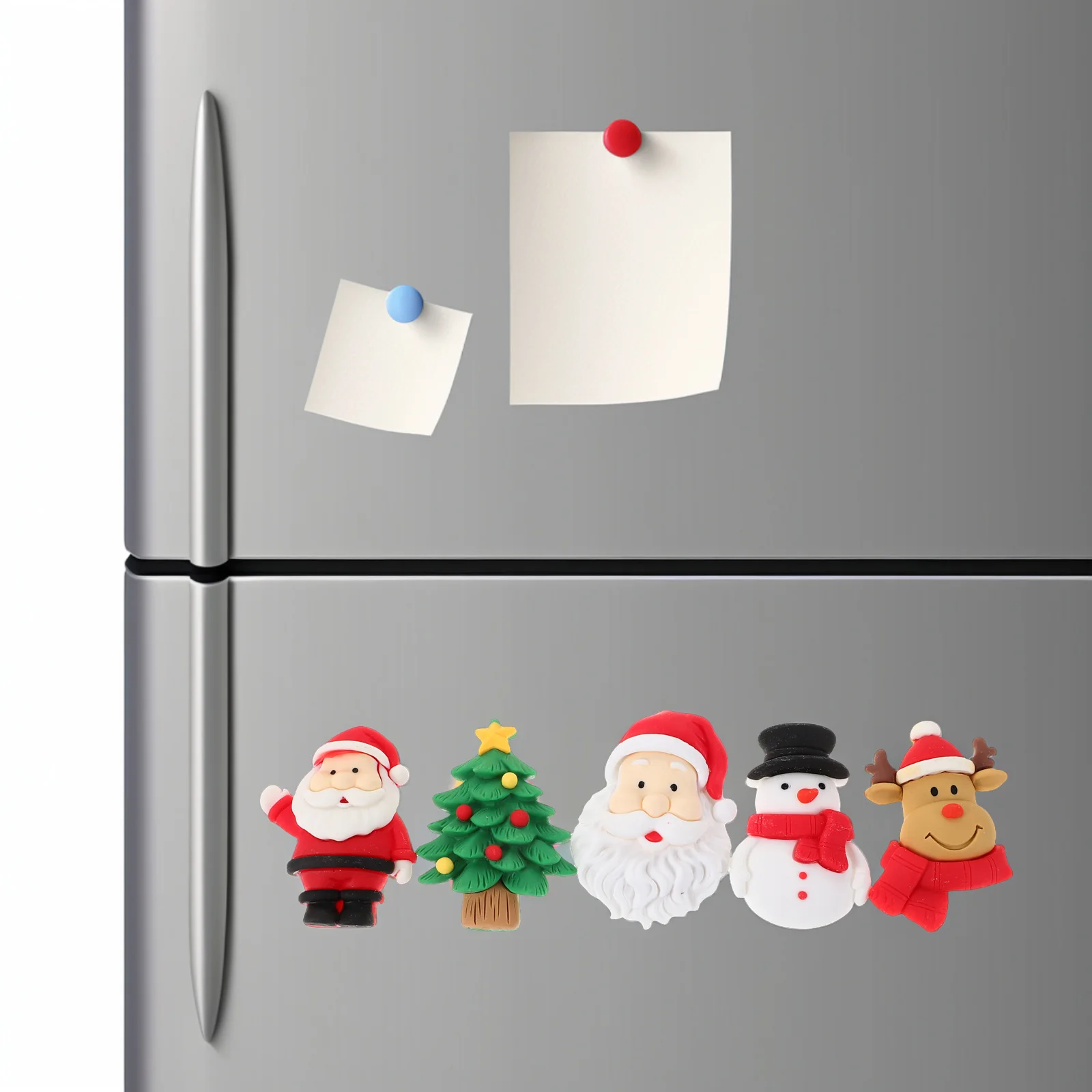 

5Pcs Christmas Fridge Magnets Refrigerator Decor Magnetic Santa Claus Charms Xmas Kitchen Home Office Decors Small Magnets