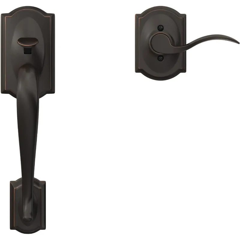 

FE285 CAM 716 ACC LH Camelot Front Entry Handleset With Left-Handed Accent Lever, Lower Half Grip, Aged Bronze