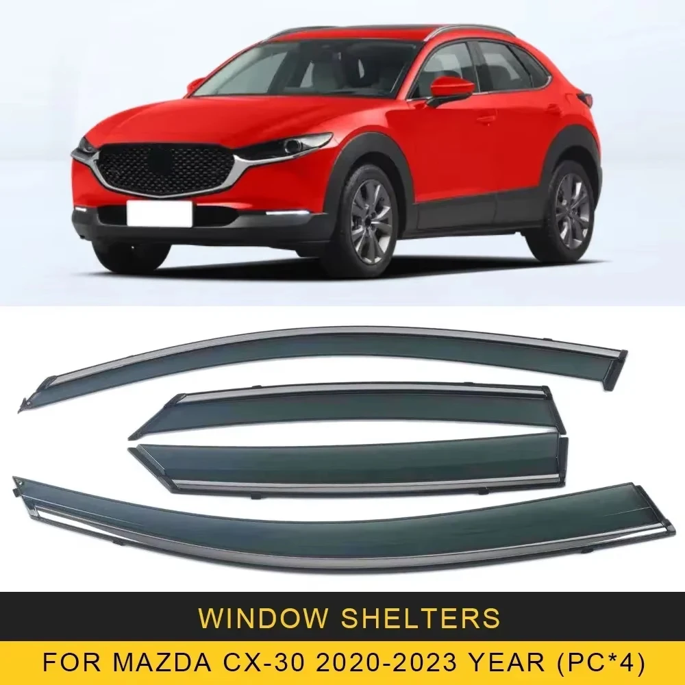 

Chrome Strips Rain Guards for Mazda CX-30 2020-2024 Window Visor Wind Deflectors Door Visor Vent Shades Ventvisor
