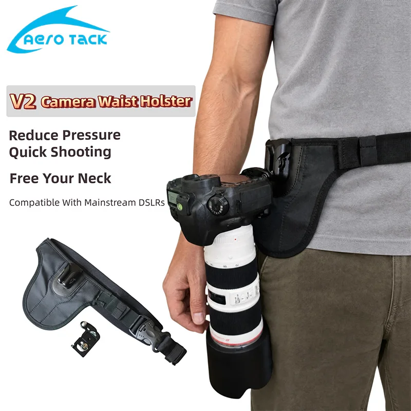 V2 Camera Waist Holster Quick Release Plate Belt Clip Aluminum Alloy Camera Holder for DSLR Mirrorless Photography Accessories