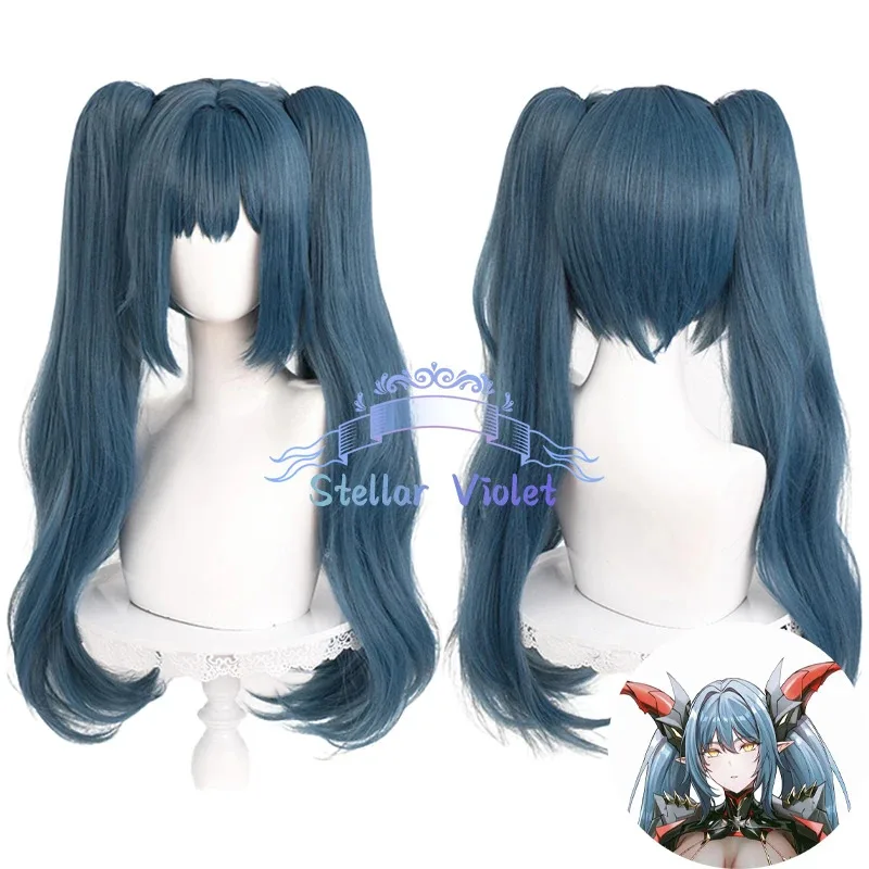 

aa124LQGame Azur Lane Wig Wigs Cosplay Costumes 70CM Long Hair Dark Blue Double Ponytails Regensburg Syntheti