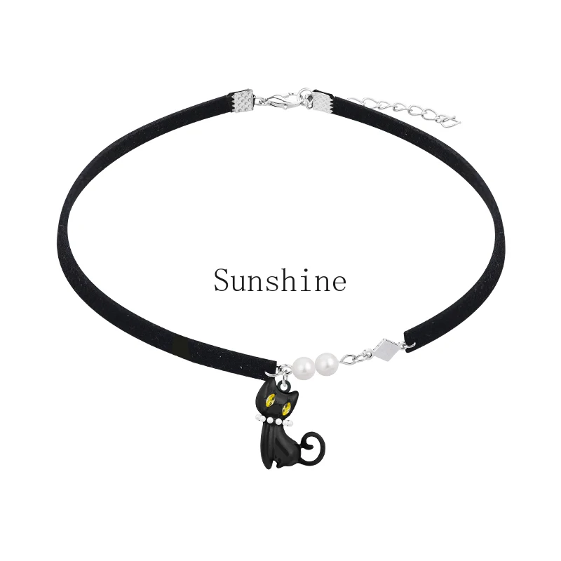 

Kitten black short temperament personalized collarbone chain necklace neck chain