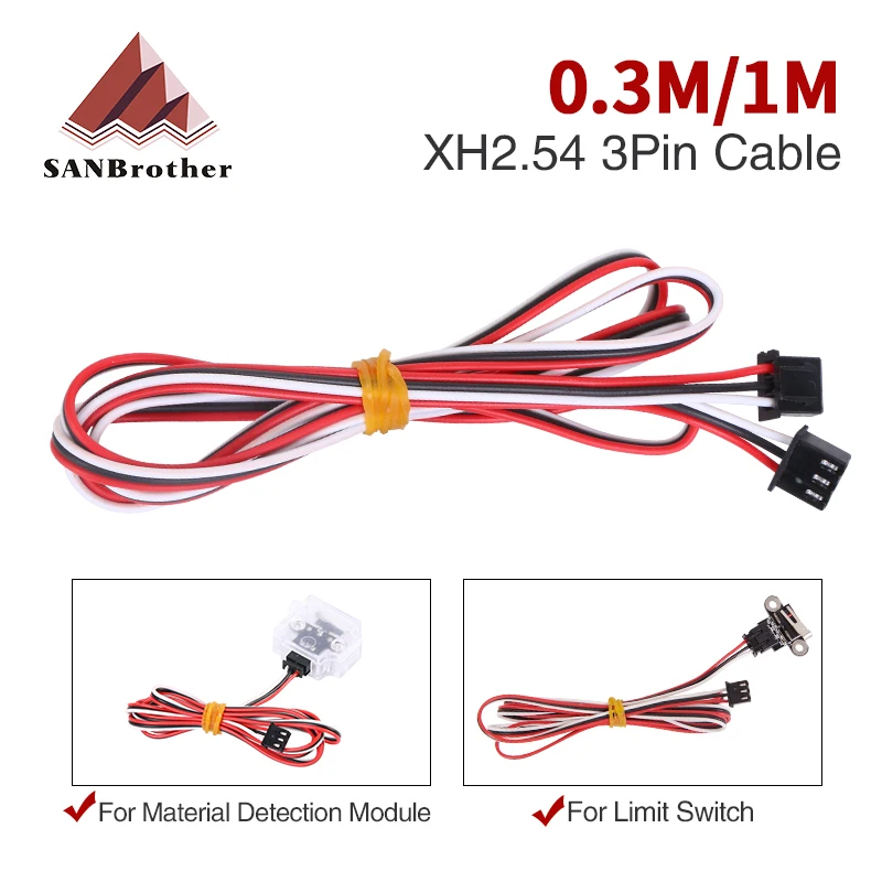 4pcs/lot 3D Printer Parts 0.3M/1M XH2.54 3PIN Cable Endstop Mechanical Limit Optical Switch Connection Wire 3D Printer Parts