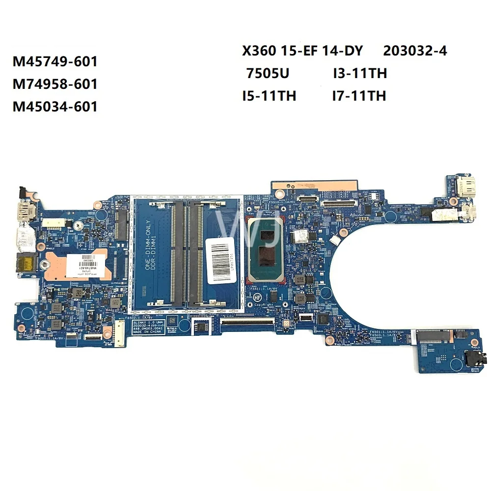 For HP X360 15-EF 14-DY 203032-4  7505U I3-11TH I5-11TH I7-11TH M45749-601 M74958-601 M45034- laptop Motherboard with100% Tested