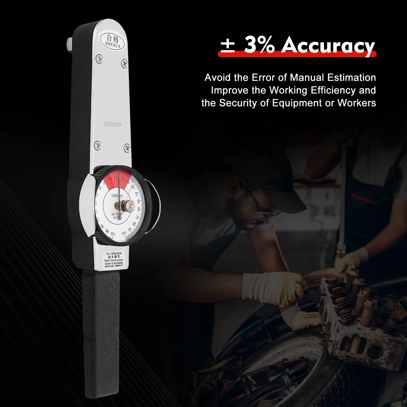 

1/2" Drive Dial Torque Wrench 0-100 Nm ±3%, Peak Memory, Bike/Car Repair Kit